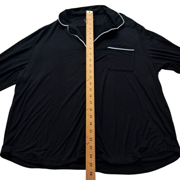 Cozy Earth Black Bamboo Women's Pajama Set with White Trim - Picture 16 of 16